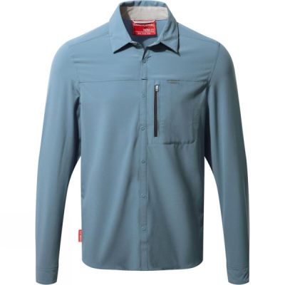 Camisa Craghoppers Nosilife Pro Manga Larga Hombre Azules - Chile BEX653108
